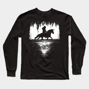 Bigfoot Riding Unicorn Long Sleeve T-Shirt